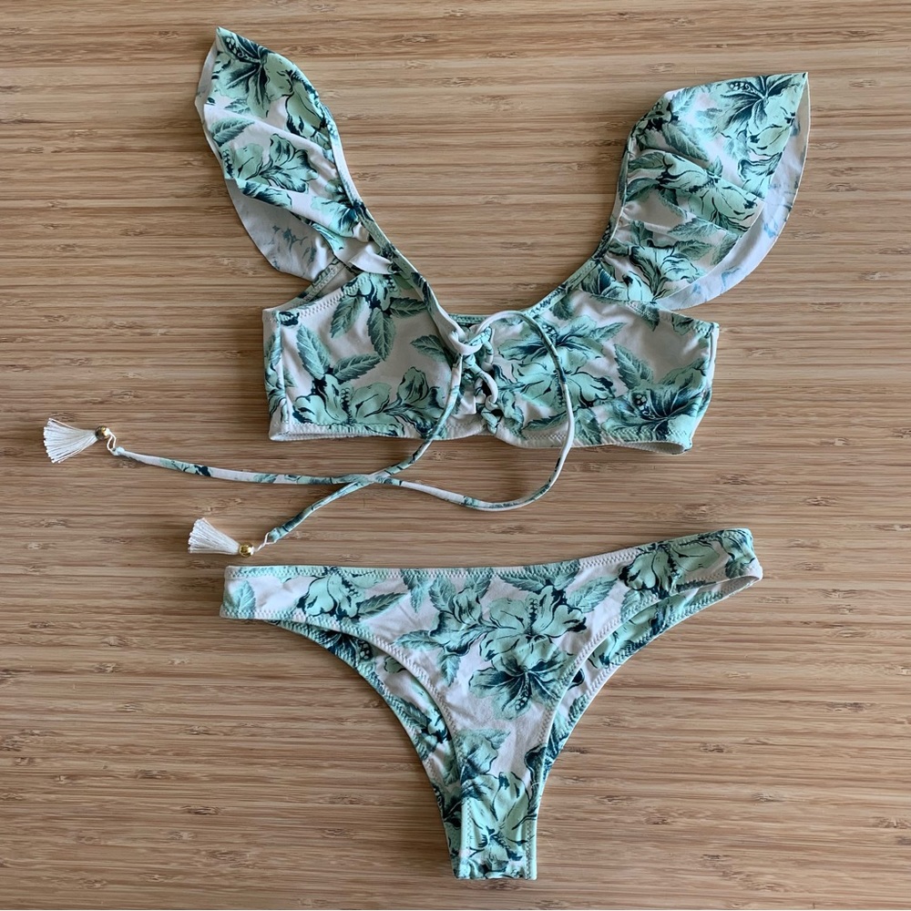 Amuse Society Mint Hibiscus Bikini